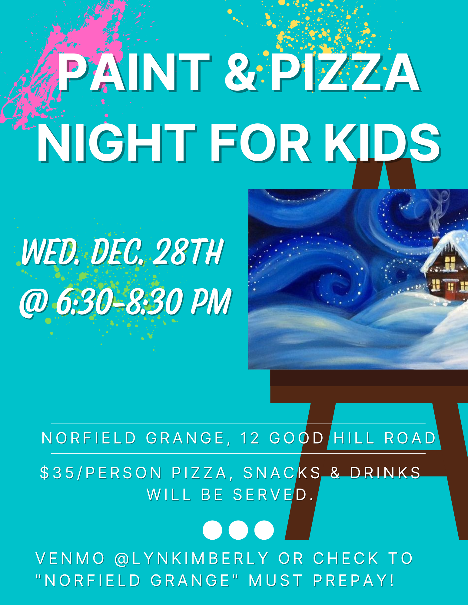 Kids paint and pizza night